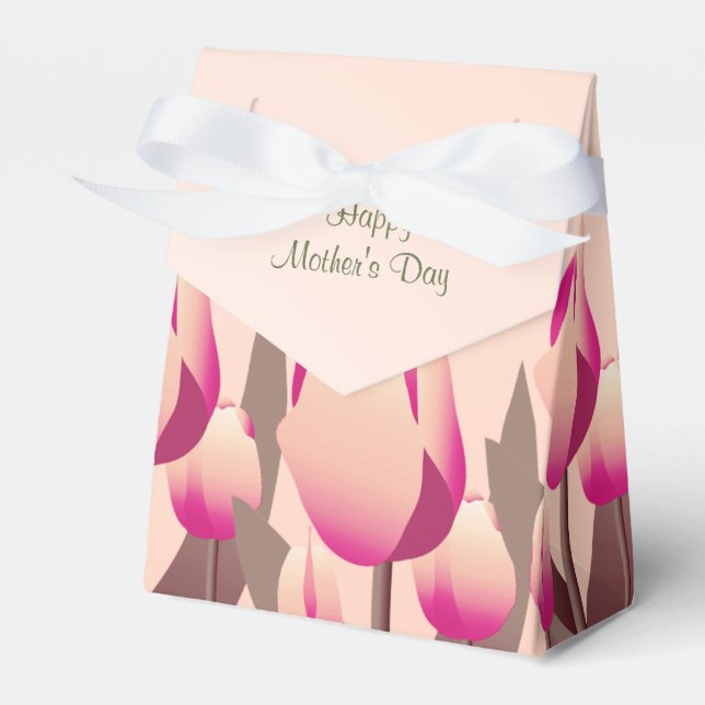 Caja Para Regalos Día de la Madre Brunch Spring Pink Tulips Party Fa (Front Side)
