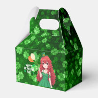día de San Patricio linda, muchacha anime irlandes