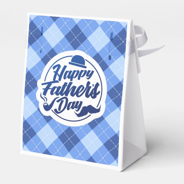 Caja Para Regalos Día del padre feliz azul simple | Favor Box (Reverso)