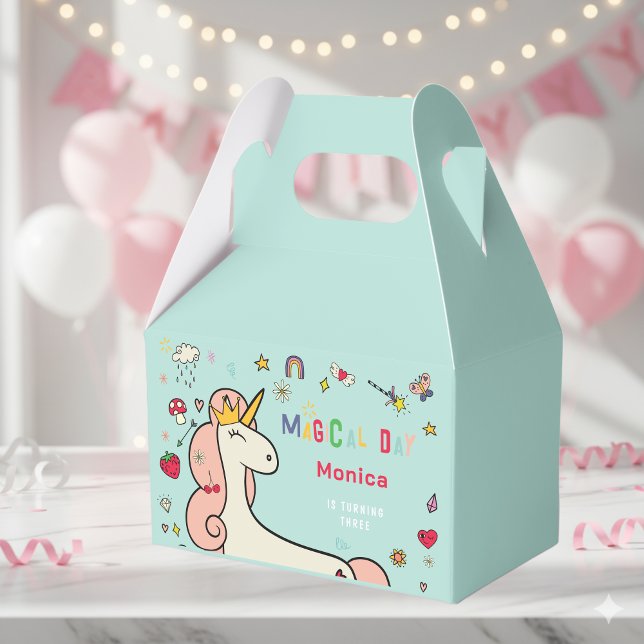 Caja Para Regalos Día mágico lindo personalizado unicornio cumpleaño (Subido por el creador)