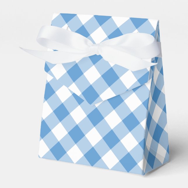 Caja Para Regalos Diagonal Light Blue and White Gingham Plaid (Front Side)