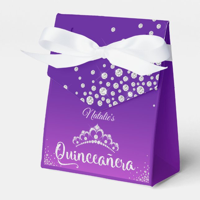 Caja Para Regalos Diamante personalizado Tiara Quinceanera (Front Side)