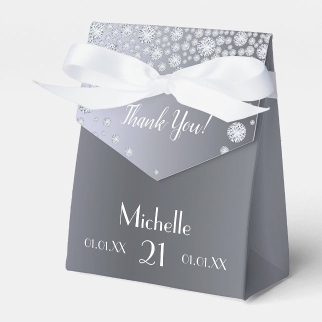 Caja Para Regalos diamantes de plata de cumpleaños (Front Side)