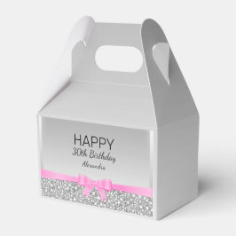 Caja Para Regalos Diamantes y cinta rosa 30 cumpleaños