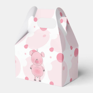 Caja Para Regalos Dibujo animado rosado alegre del cerdo