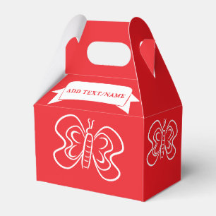 Caja Para Regalos Dibujo de mariposa personalizado rojo
