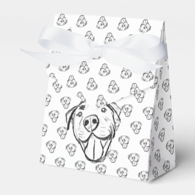 Caja Para Regalos dibujo de pitbull simple amantes de perros blanco  (Front Side)