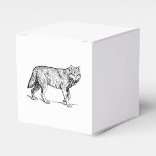 Caja Para Regalos Dibujo de tinta elegante de lobo gris