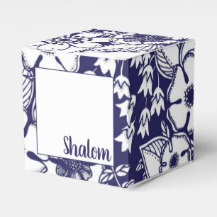 Caja Para Regalos Dibujo del Jardín Blanco Azul Shalom Botánico Giro