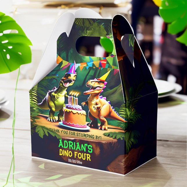 Caja Para Regalos Dino 4 fiesta de cumpleaños de dinosaurio favorece (Dino four dinosaur birthday party favors personalized template favor box cute dinosaurs kids party)