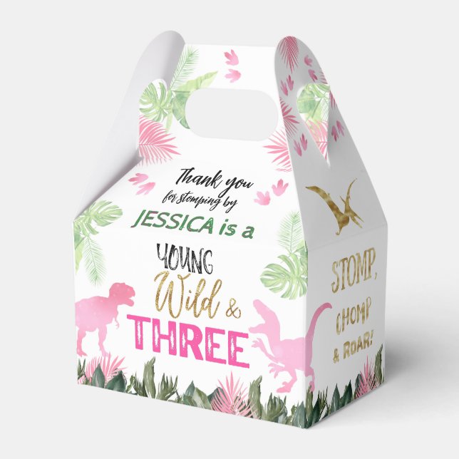 Caja Para Regalos Dino Chica de dinosaurios rosados T-Rex (Front Side)