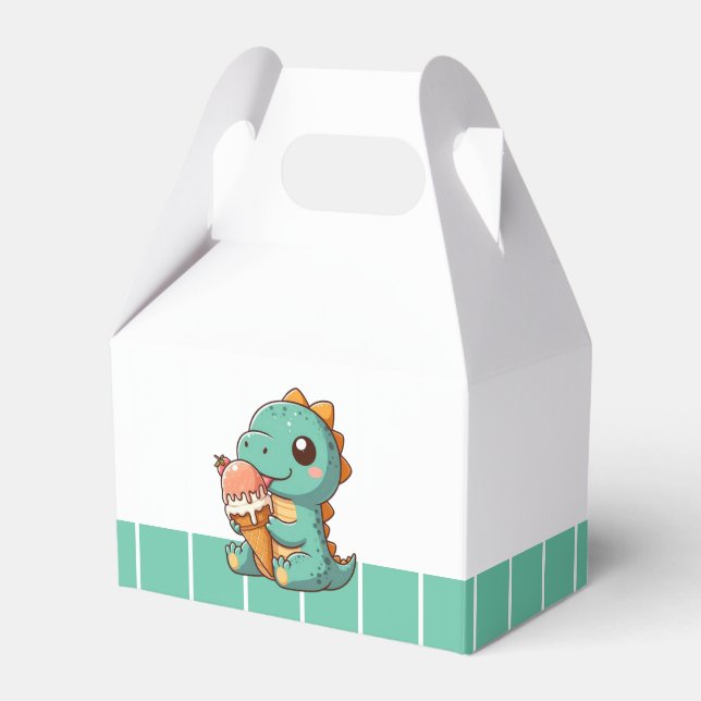 Caja Para Regalos Dino de comer helado lindo (Front Side)