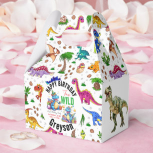 Caja Para Regalos Dino salvaje Fiesta Dinosaurio segundo cumpleaños