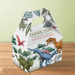 Caja Para Regalos Dinosaur Birthday Favor Box<br><div class="desc">Kids birthday thank you party favor boxes featuring a simple plain white background,  jungle green foliage,  a collection of watercolor dinosaurs,  and a thank you template that is easy to customize.</div>
