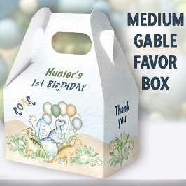 Caja Para Regalos Dinosaur Boy Pastel Azul Verde Azul Primer cumplea