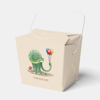 Caja Para Regalos Dinosaur sosteniendo tres globos