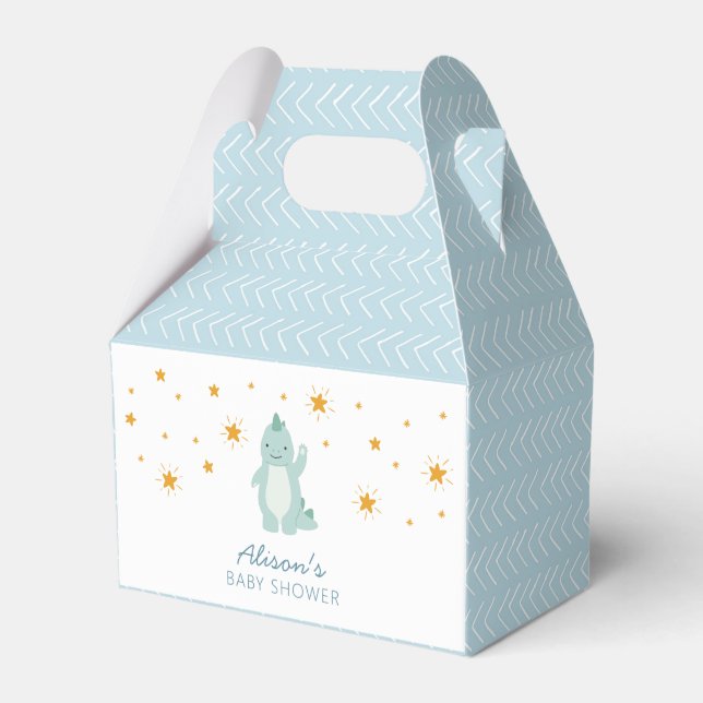 Caja Para Regalos Dinosaurio azul Twinkle Stars Baby Boy Shower (Front Side)