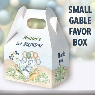 Caja Para Regalos Dinosaurio Boy Pastel Azul Verde Primer cumpleaños