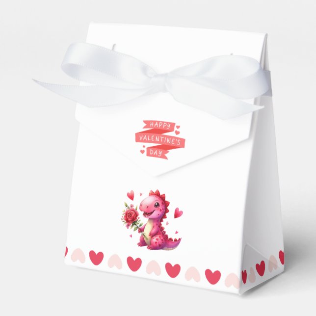 Caja Para Regalos Dinosaurio El día de San Valentín lindo (Front Side)