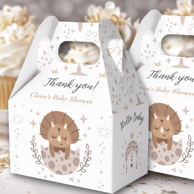 Caja Para Regalos Dinosaurio moderno Boho Neutral Baby Shower (Cute Dinosaur Modern Boho Neutral Baby Shower Favor Box)