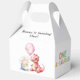 Caja Para Regalos Dinosaurio rojo pintado uno un cumpleaños saurus