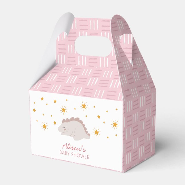 Caja Para Regalos Dinosaurio rosa Twinkle Stars Baby Shower (Front Side)