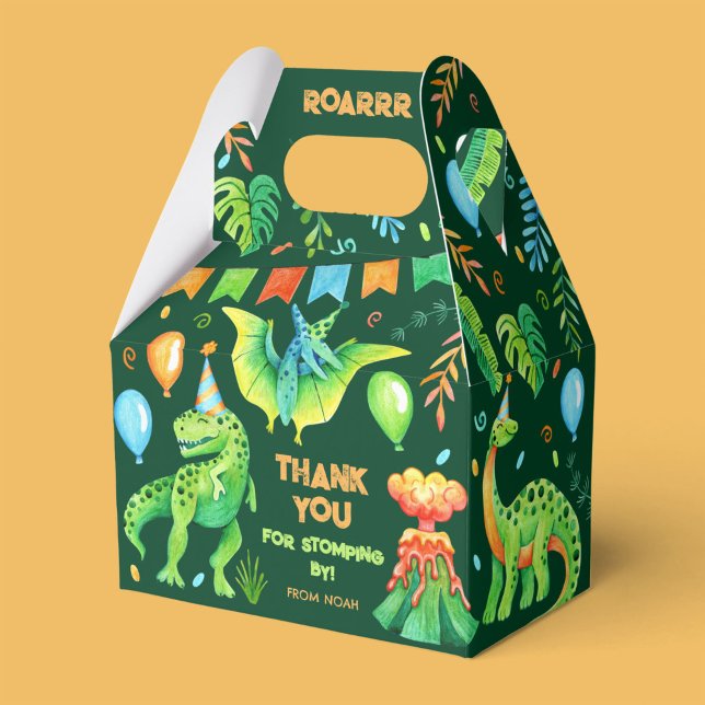 Caja Para Regalos Dinosaurios acuarela Fiesta de Dino de cumpleaños (Happy Watercolor Dinosaurs Boy's Birthday Favor Boxes)