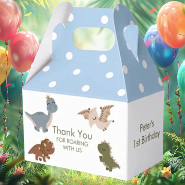 Caja Para Regalos Dinosaurios Azules Gracias (Delight your guests with our Boho Dinosaurs BLUE Thank You Favor Box!)