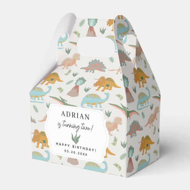 Caja Para Regalos Dinosaurs Boho Prehistoric Party Animals Birthday (Front Side)