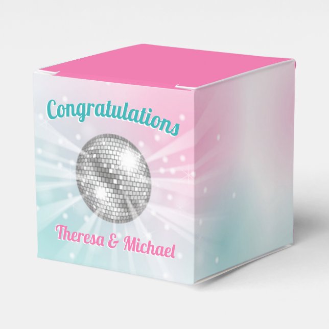 Caja Para Regalos Disco Ball Baby Shower Groovy (Costado Anverso)
