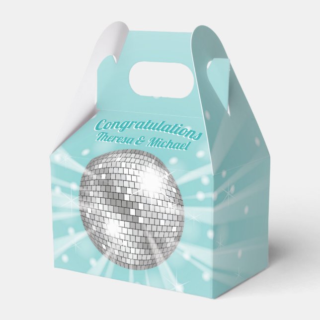 Caja Para Regalos Disco Ball Baby Shower Groovy Blue Boy (Front Side)