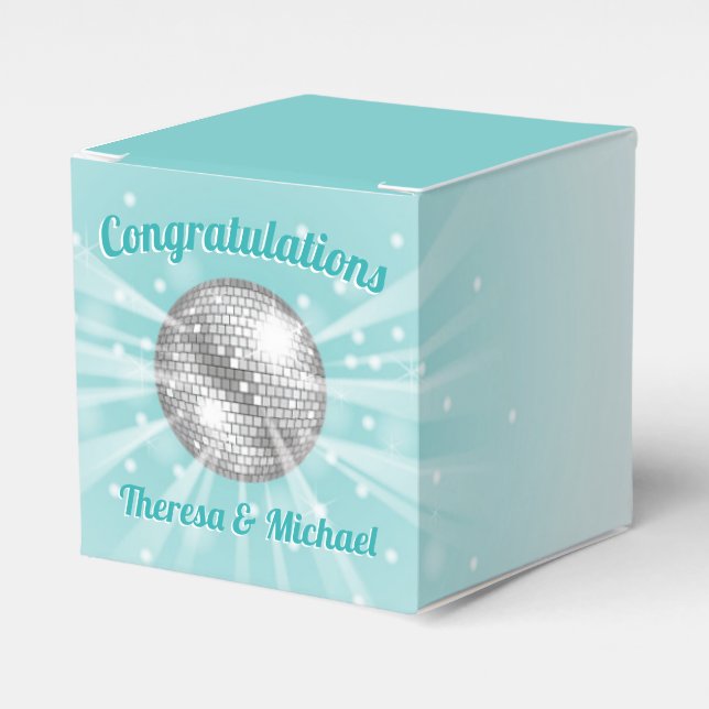 Caja Para Regalos Disco Ball Baby Shower Groovy Blue Boy (Costado Anverso)