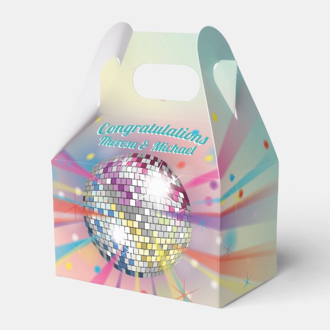 Caja Para Regalos Disco Ball Baby Shower Groovy Pastel Rainbow (Front Side)
