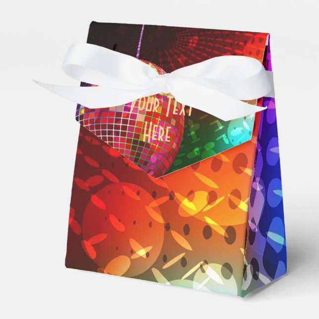 Caja Para Regalos Disco Night Retro 70's Disco Ball Favor Box (Front Side)