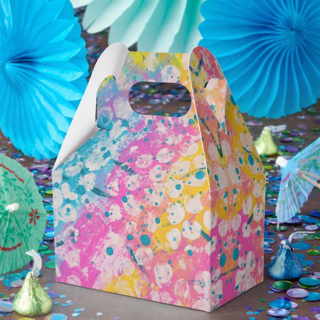 Caja Para Regalos Diseño abstracto rosa, amarillo y azul (Fiesta)