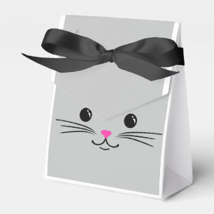 Caja Para Regalos Diseño animal lindo de la cara del gato de plata