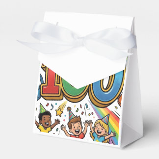 Caja Para Regalos Diseño Colorido de Celebración del 100º Día de Esc