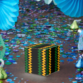 Caja Para Regalos Diseño de Chevron Verde Oro y Negro