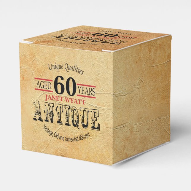 Caja Para Regalos Diseño de cumpleaños número 60 antiguo (Costado Anverso)