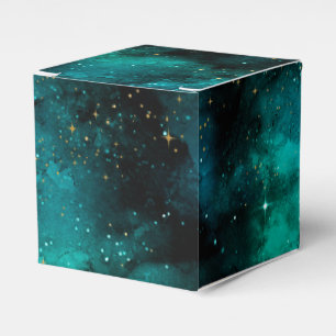 Caja Para Regalos Diseño de la serie Galaxia Verde azulada 1