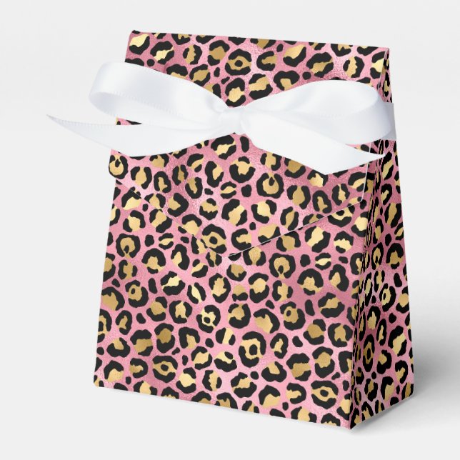 Caja Para Regalos Diseño de la serie Leopard rosa y dorado 15 (Front Side)