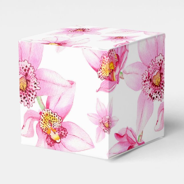 Caja Para Regalos Diseño de orquídeas acuarelas 15 (Costado Anverso)