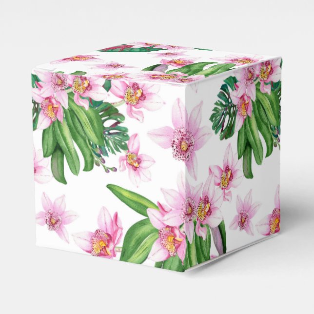 Caja Para Regalos Diseño de orquídeas acuarelas 30 (Costado Anverso)