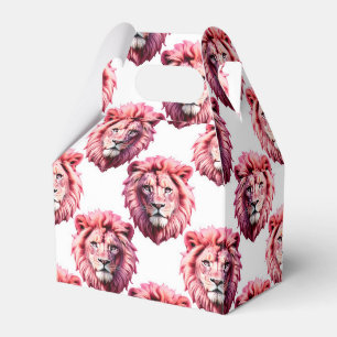 Caja Para Regalos Diseño de patrón de animal cabeza de león rosa sob