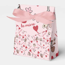 Caja Para Regalos Diseño de patrón de corazones y basset hounds