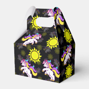 Caja Para Regalos Diseño de patrones de unicornio negro