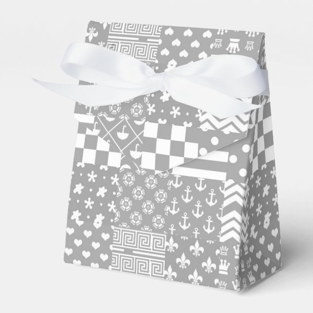 Caja Para Regalos Diseño de patrones mixtos de blanco gris (Front Side)