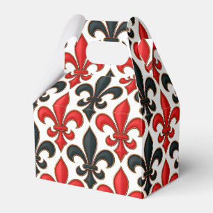 Caja Para Regalos Diseño del patrón rojo negro barroco Fleur-de-lis