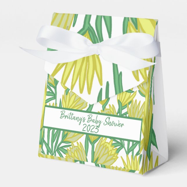 Caja Para Regalos Diseño floral original amarillo Baby Shower (Front Side)
