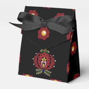 Caja Para Regalos Diseño folclórico húngaro negro